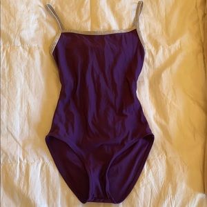 YUMIKO KIKI LEOTARD PURPLE WITH WHITE VELVET S: XS